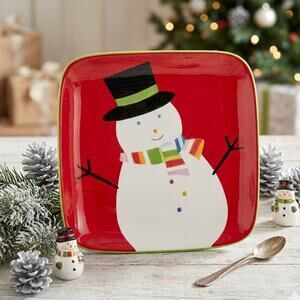 Target Home Sleddin Hill Snowman 10.75" Square Dinner Plate Replacement 2007